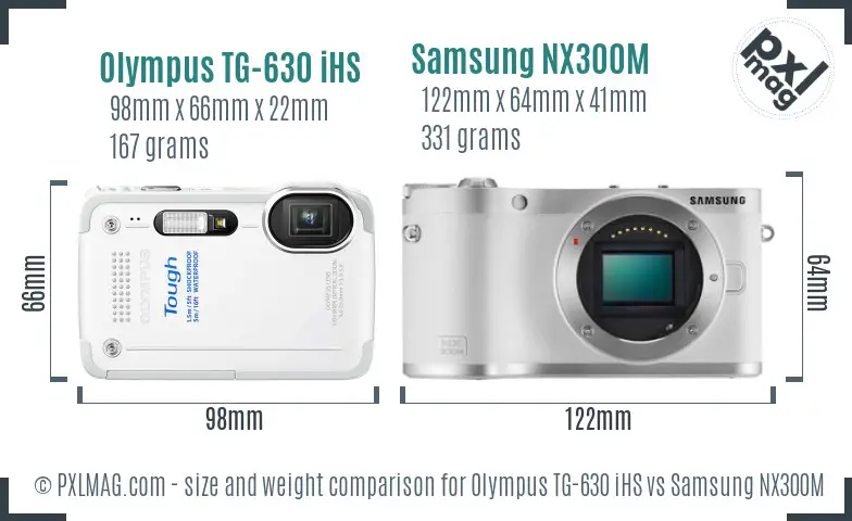 Olympus TG-630 iHS vs Samsung NX300M size comparison Olympus TG-630 iHS vs Samsung NX300M size comparison