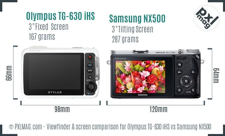 Olympus TG-630 iHS vs Samsung NX500 Screen and Viewfinder comparison Olympus TG-630 iHS vs Samsung NX500 Screen and Viewfinder comparison