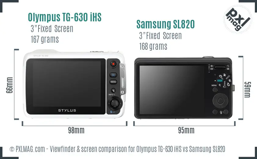 Olympus TG-630 iHS vs Samsung SL820 Screen and Viewfinder comparison