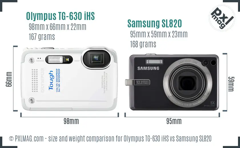 Olympus TG-630 iHS vs Samsung SL820 size comparison
