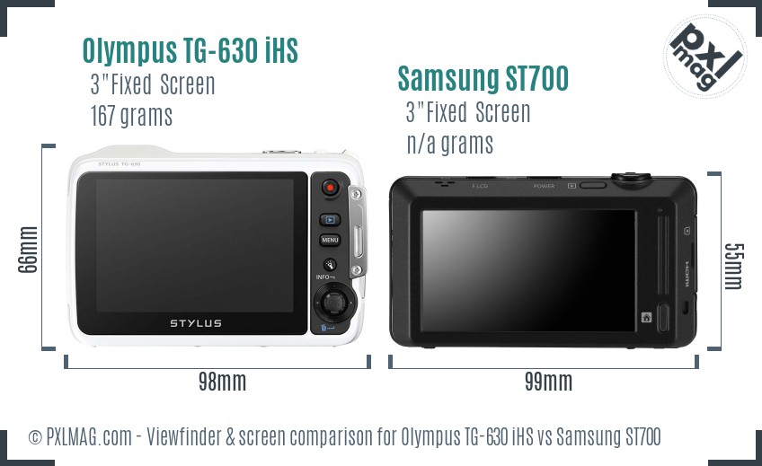 Olympus TG-630 iHS vs Samsung ST700 Screen and Viewfinder comparison