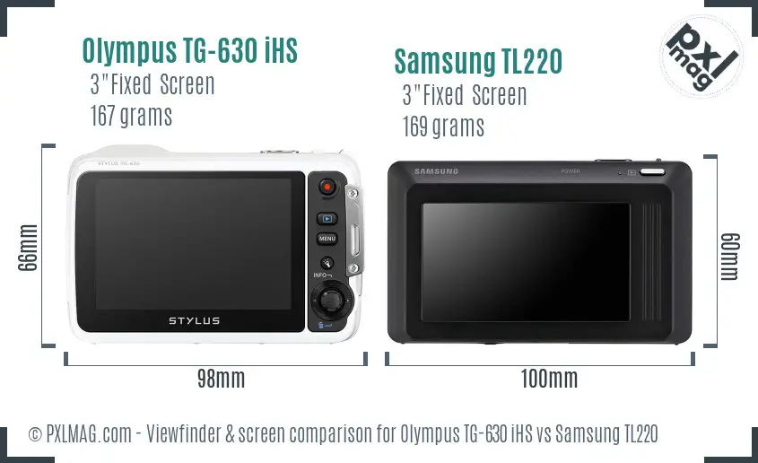 Olympus TG-630 iHS vs Samsung TL220 Screen and Viewfinder comparison