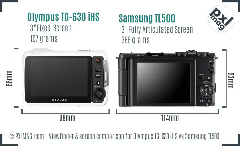 Olympus TG-630 iHS vs Samsung TL500 Screen and Viewfinder comparison