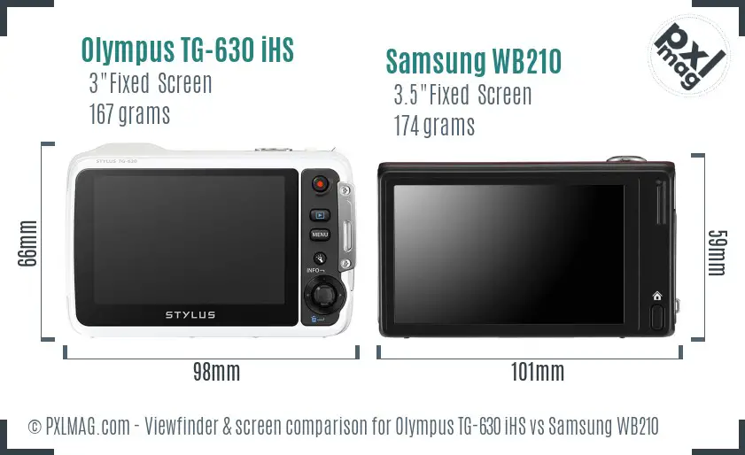 Olympus TG-630 iHS vs Samsung WB210 Screen and Viewfinder comparison