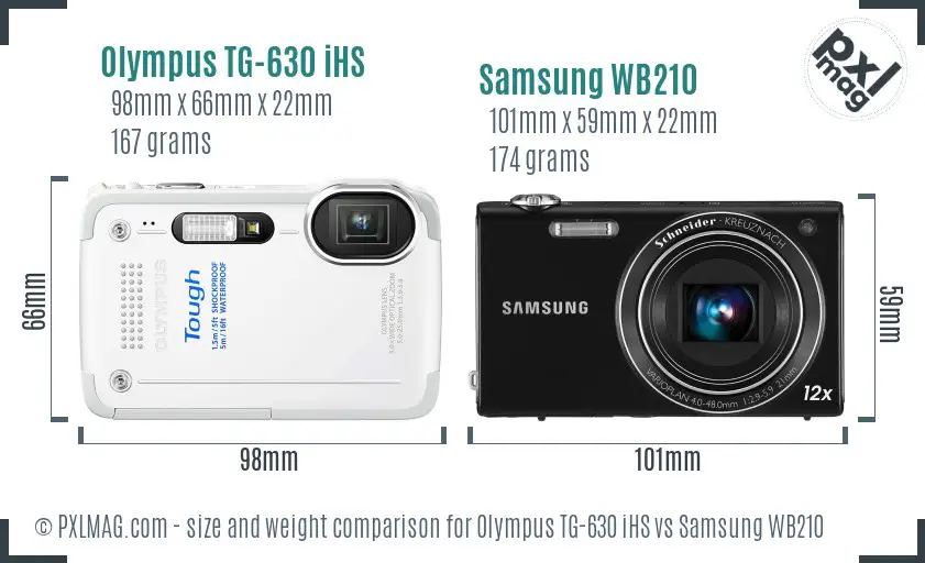 Olympus TG-630 iHS vs Samsung WB210 size comparison