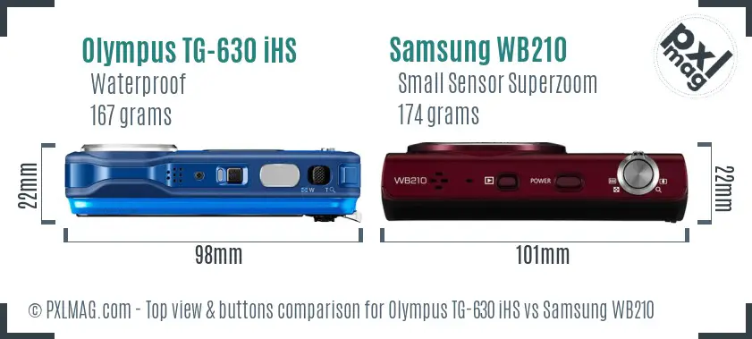 Olympus TG-630 iHS vs Samsung WB210 top view buttons comparison