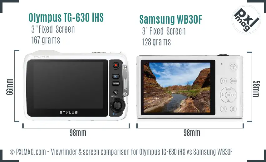 Olympus TG-630 iHS vs Samsung WB30F Screen and Viewfinder comparison