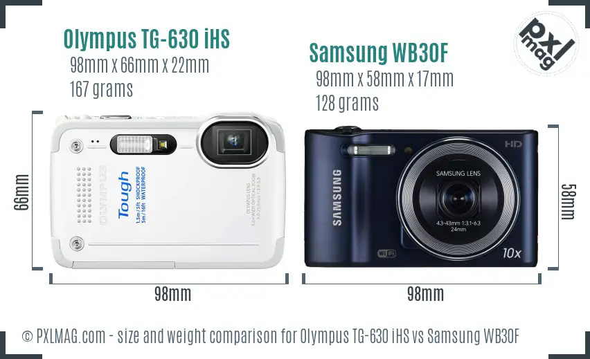 Olympus TG-630 iHS vs Samsung WB30F size comparison
