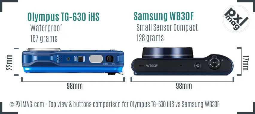 Olympus TG-630 iHS vs Samsung WB30F top view buttons comparison