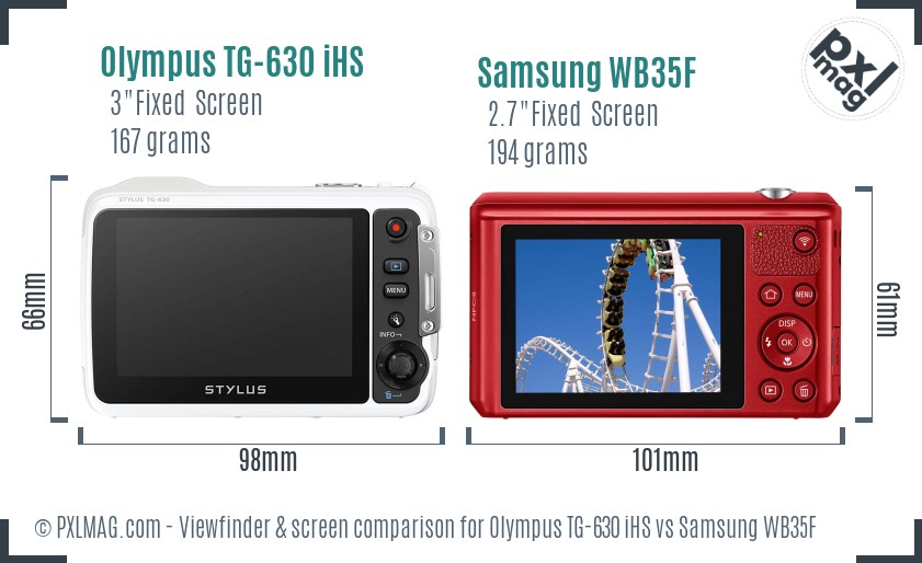 Olympus TG-630 iHS vs Samsung WB35F Screen and Viewfinder comparison