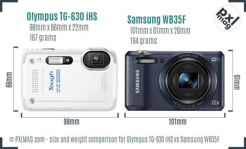 Olympus TG-630 iHS vs Samsung WB35F size comparison