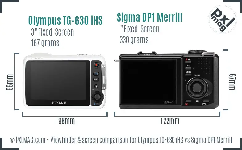 Olympus TG-630 iHS vs Sigma DP1 Merrill Screen and Viewfinder comparison