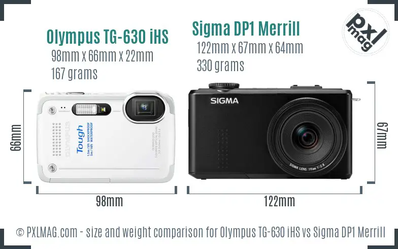 Olympus TG-630 iHS vs Sigma DP1 Merrill size comparison