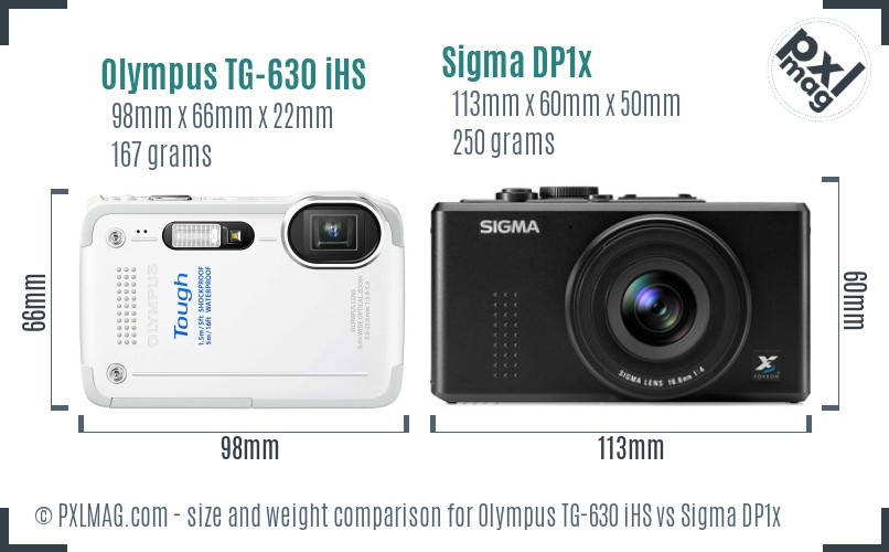 Olympus TG-630 iHS vs Sigma DP1x size comparison