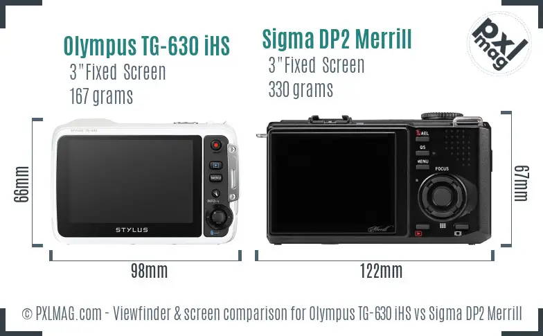 Olympus TG-630 iHS vs Sigma DP2 Merrill Screen and Viewfinder comparison