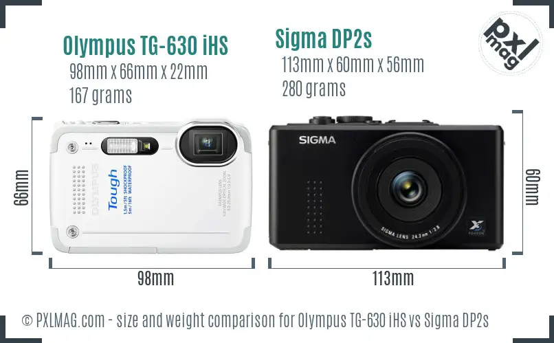 Olympus TG-630 iHS vs Sigma DP2s size comparison