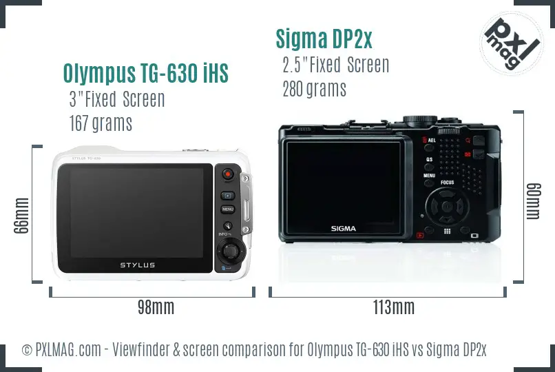 Olympus TG-630 iHS vs Sigma DP2x Screen and Viewfinder comparison Olympus TG-630 iHS vs Sigma DP2x Screen and Viewfinder comparison