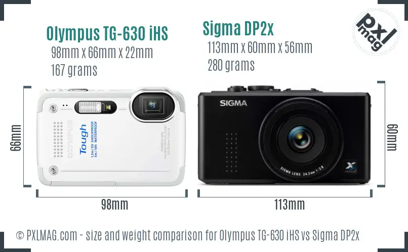 Olympus TG-630 iHS vs Sigma DP2x size comparison Olympus TG-630 iHS vs Sigma DP2x size comparison