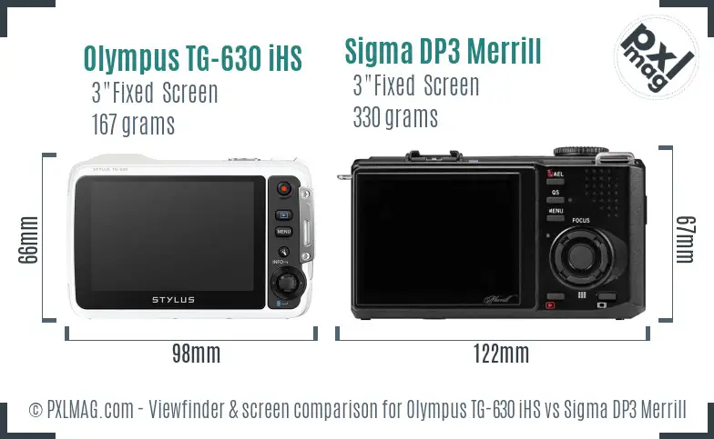 Olympus TG-630 iHS vs Sigma DP3 Merrill Screen and Viewfinder comparison