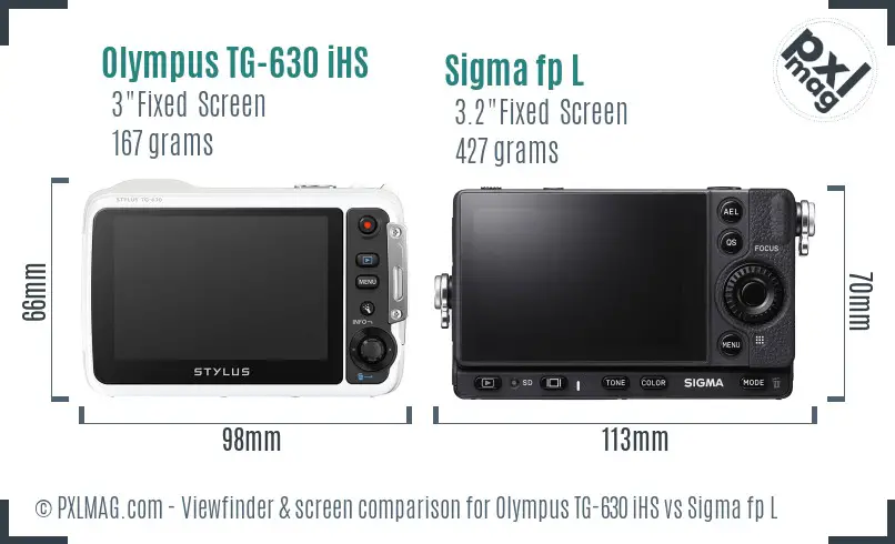 Olympus TG-630 iHS vs Sigma fp L Screen and Viewfinder comparison