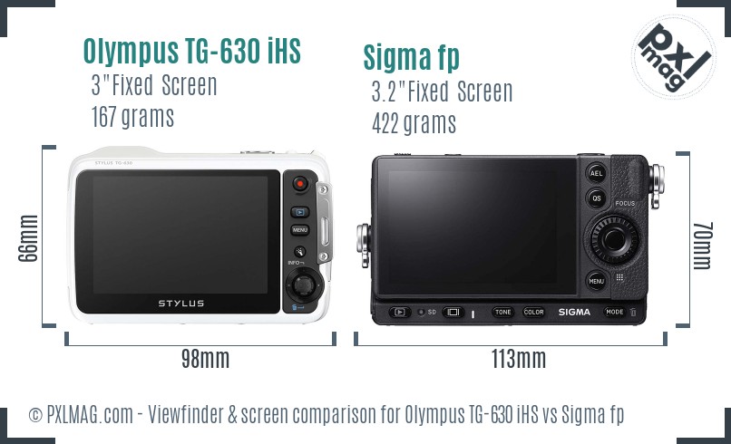 Olympus TG-630 iHS vs Sigma fp Screen and Viewfinder comparison