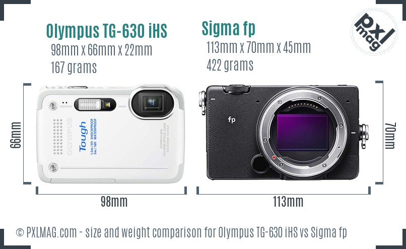 Olympus TG-630 iHS vs Sigma fp size comparison Olympus TG-630 iHS vs Sigma fp size comparison