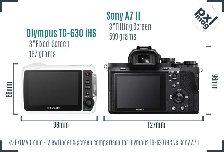 Olympus TG-630 iHS vs Sony A7 II Screen and Viewfinder comparison Olympus TG-630 iHS vs Sony A7 II Screen and Viewfinder comparison