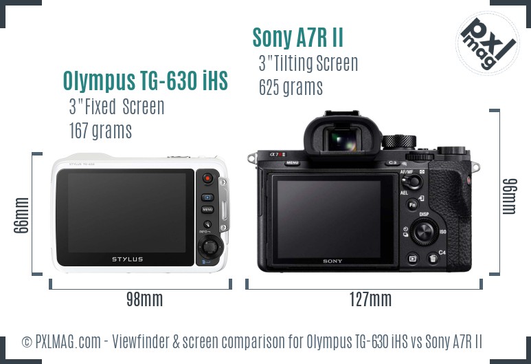 Olympus TG-630 iHS vs Sony A7R II Screen and Viewfinder comparison