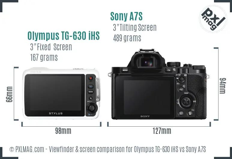 Olympus TG-630 iHS vs Sony A7S Screen and Viewfinder comparison