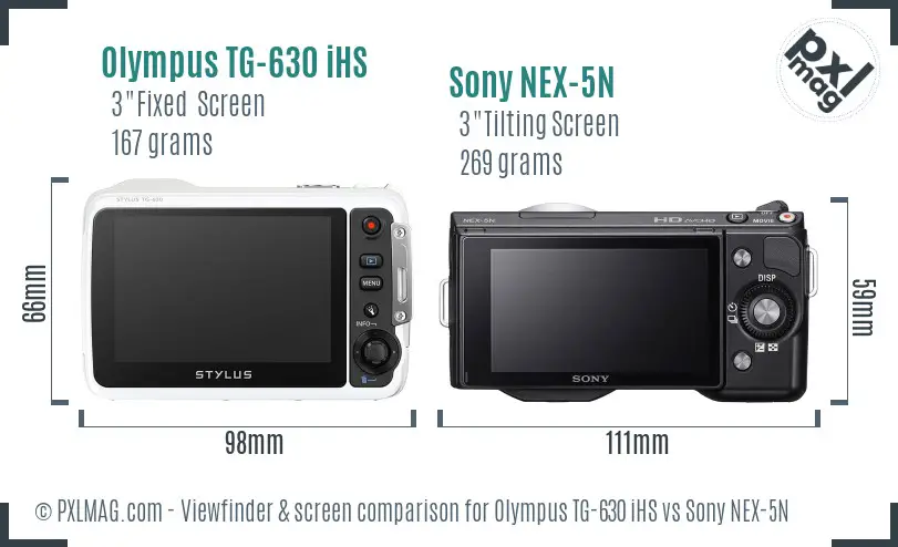 Olympus TG-630 iHS vs Sony NEX-5N Screen and Viewfinder comparison