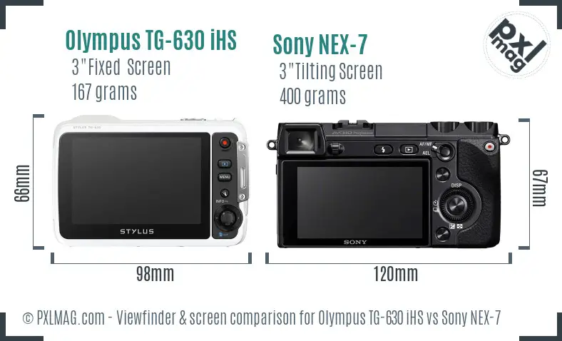 Olympus TG-630 iHS vs Sony NEX-7 Screen and Viewfinder comparison