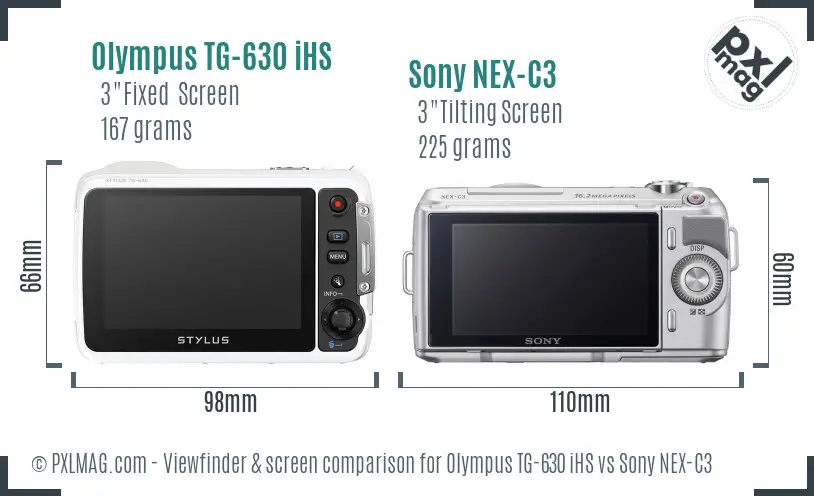 Olympus TG-630 iHS vs Sony NEX-C3 Screen and Viewfinder comparison