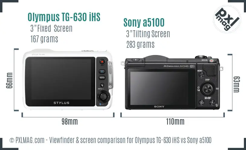 Olympus TG-630 iHS vs Sony a5100 Screen and Viewfinder comparison