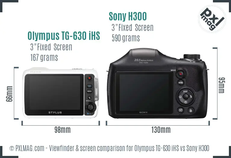 Olympus TG-630 iHS vs Sony H300 Screen and Viewfinder comparison