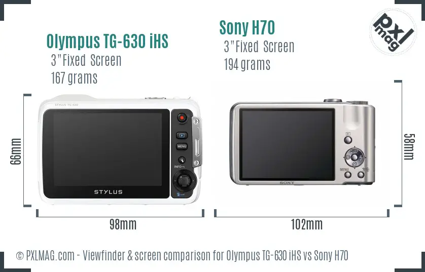 Olympus TG-630 iHS vs Sony H70 Screen and Viewfinder comparison