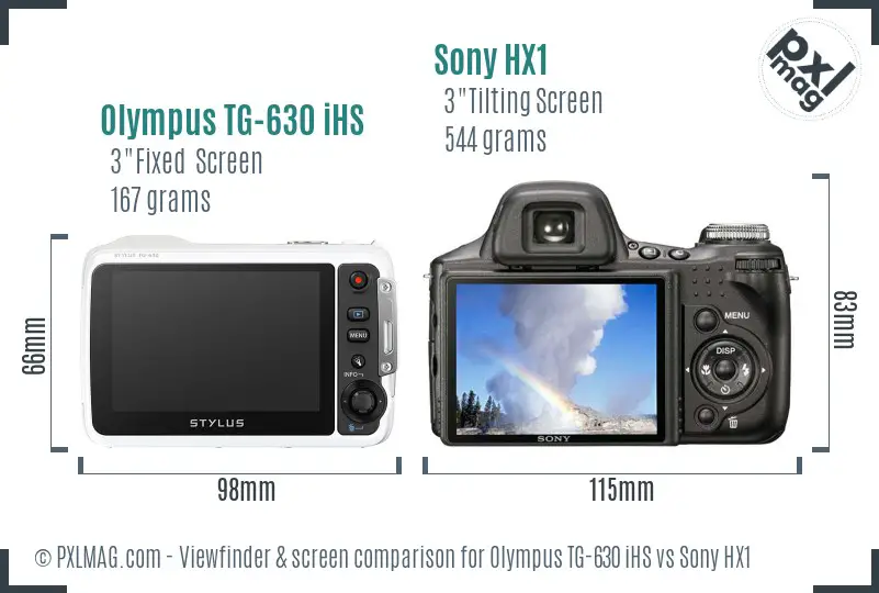 Olympus TG-630 iHS vs Sony HX1 Screen and Viewfinder comparison