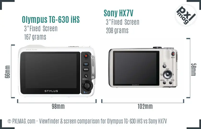 Olympus TG-630 iHS vs Sony HX7V Screen and Viewfinder comparison