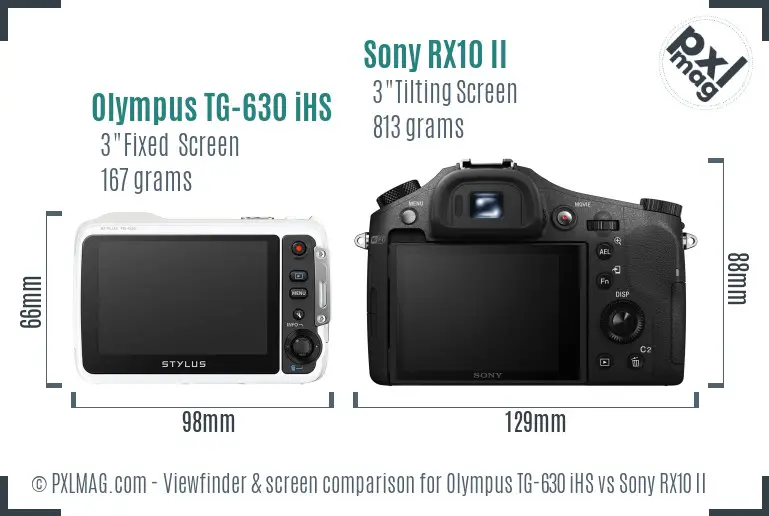 Olympus TG-630 iHS vs Sony RX10 II Screen and Viewfinder comparison