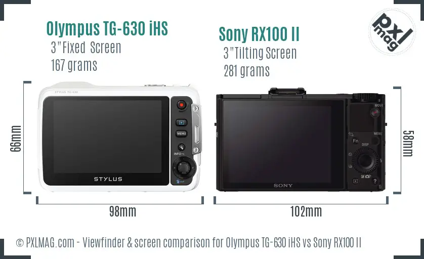 Olympus TG-630 iHS vs Sony RX100 II Screen and Viewfinder comparison