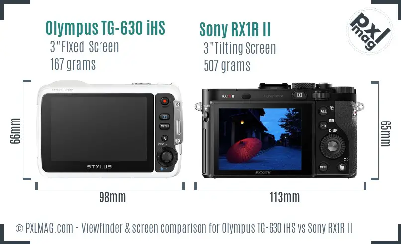 Olympus TG-630 iHS vs Sony RX1R II Screen and Viewfinder comparison