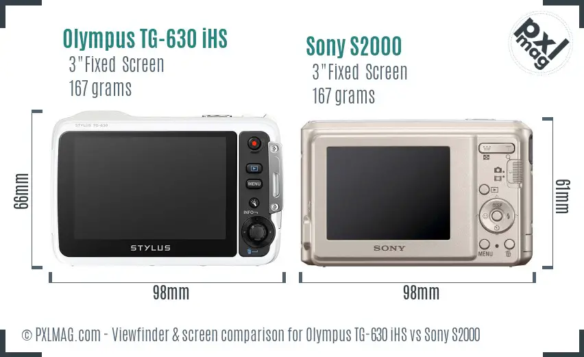 Olympus TG-630 iHS vs Sony S2000 Screen and Viewfinder comparison
