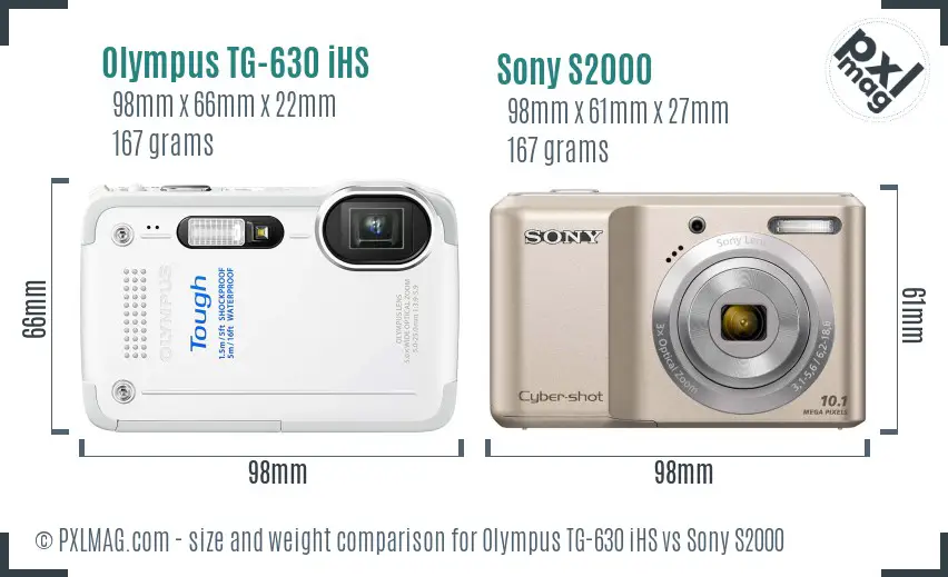 Olympus TG-630 iHS vs Sony S2000 size comparison