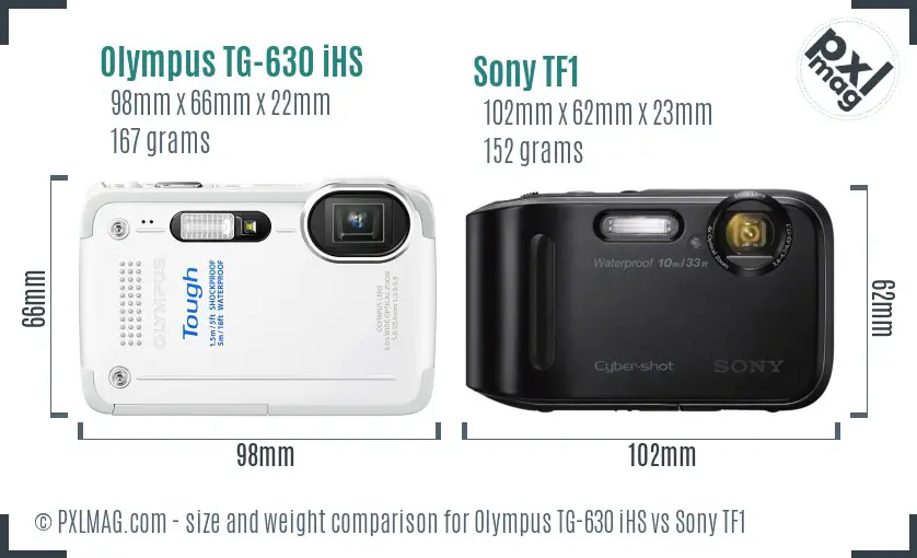 Olympus TG-630 iHS vs Sony TF1 size comparison