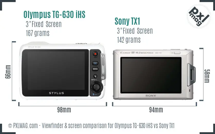 Olympus TG-630 iHS vs Sony TX1 Screen and Viewfinder comparison