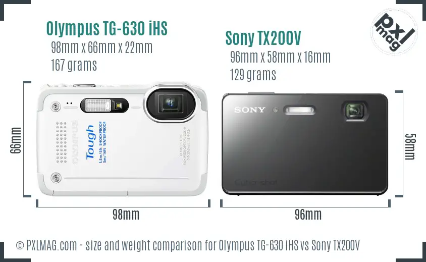 Olympus TG-630 iHS vs Sony TX200V size comparison