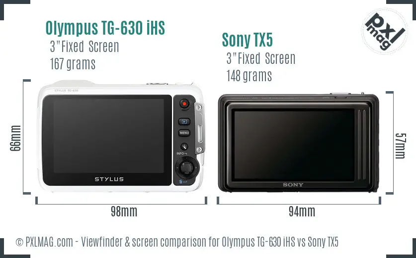 Olympus TG-630 iHS vs Sony TX5 Screen and Viewfinder comparison