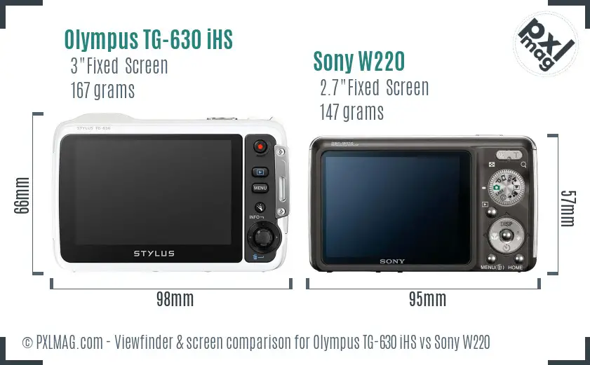 Olympus TG-630 iHS vs Sony W220 Screen and Viewfinder comparison