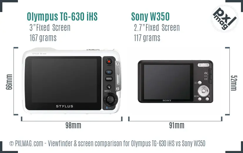 Olympus TG-630 iHS vs Sony W350 Screen and Viewfinder comparison