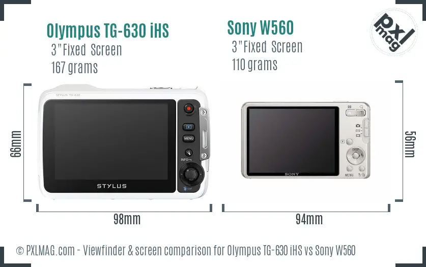 Olympus TG-630 iHS vs Sony W560 Screen and Viewfinder comparison