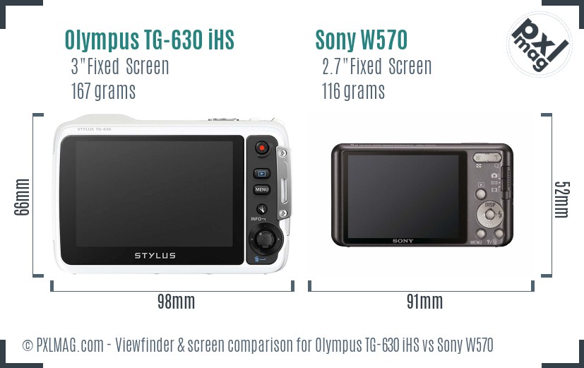 Olympus TG-630 iHS vs Sony W570 Screen and Viewfinder comparison